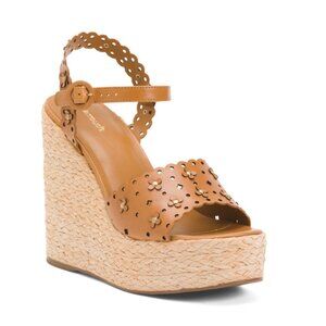 LARROUDE Biscuit Leather Jasmine Wedges